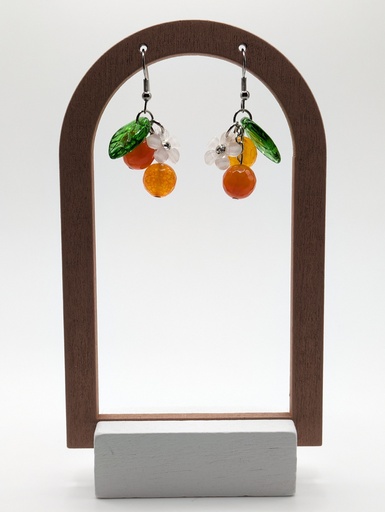 Orange Blossom Glass Bead Dangle Earrings